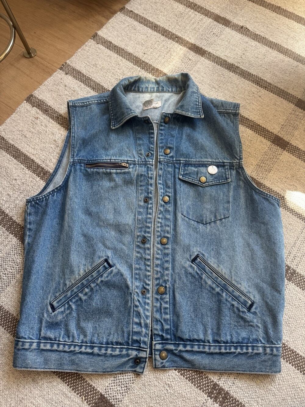 Vintage Calvin Klein Jean Vest Denim Long Women’s Large Retro Biker Grandpa